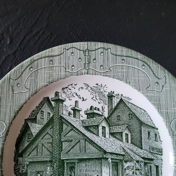 Vtg "The Old Curiosity Shop" Dinner Plate Currier & Ives Royal China *Crazing - Picture 2 of 9